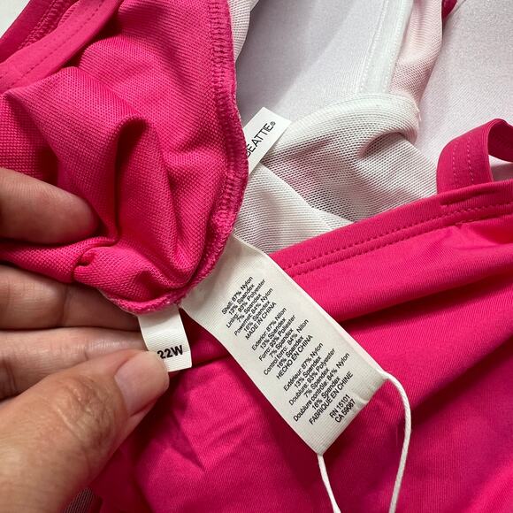 Bleu Rod Beattie Shirred Ring Tankini Top Plus Size 22W Rose Pink New Slimming - Picture 7 of 7